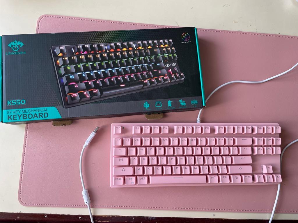 Leaven K550 Wired Arabic Gaming Mechanical Keyboard Pink colour