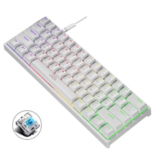 LEAVEN K620 61 Keys Hot Plug-in Glowing Game Wired Mechanical Keyboard, Cable Length: 1.8m, Color: White Red Axis / لوحة مفاتيح ميكانيكية سلكية مضيئة للألعاب من LEAVEN K620 مزودة بـ 61 مفتاحًا، طول الكابل: 1.8 متر، اللون: أبيض وأحمر من Axis