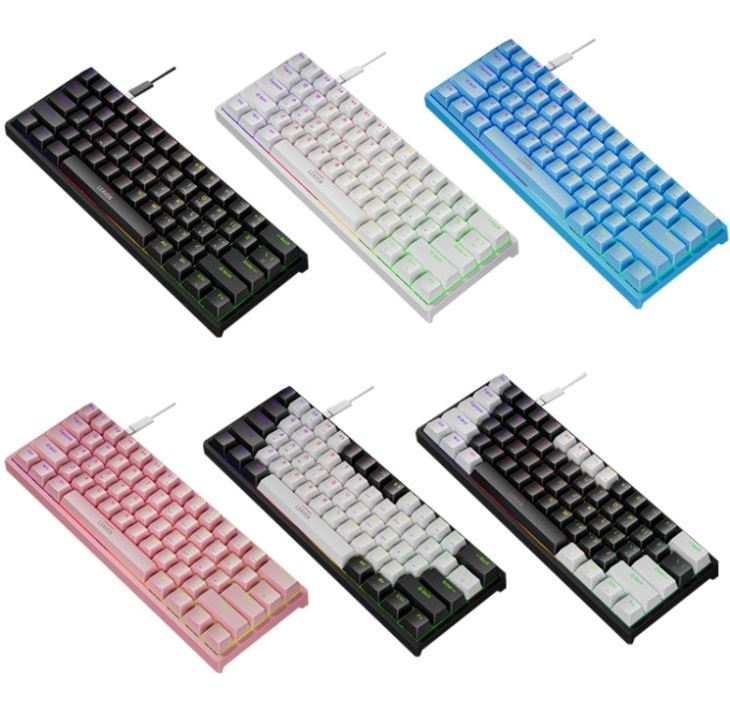LEAVEN K620 61 Keys Hot Plug-in Glowing Game Wired Mechanical Keyboard, Cable Length: 1.8m, Color: White Red Axis / لوحة مفاتيح ميكانيكية سلكية مضيئة للألعاب من LEAVEN K620 مزودة بـ 61 مفتاحًا، طول الكابل: 1.8 متر، اللون: أبيض وأحمر من Axis