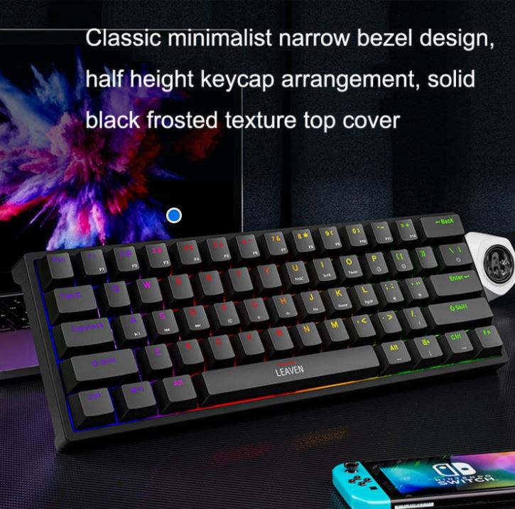 LEAVEN K620 61 Keys Hot Plug-in Glowing Game Wired Mechanical Keyboard, Cable Length: 1.8m, Color: White Red Axis / لوحة مفاتيح ميكانيكية سلكية مضيئة للألعاب من LEAVEN K620 مزودة بـ 61 مفتاحًا، طول الكابل: 1.8 متر، اللون: أبيض وأحمر من Axis