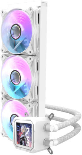 DarkFlash DV360S  Wave Liquid Cooling - WHITE (PHOTO & VIDEO DISPLAY WITH TEMPERATURE)/DarkFlash DV360S Wave Liquid Cooling - أبيض (شاشة عرض للصور والفيديو مع درجة الحرارة)