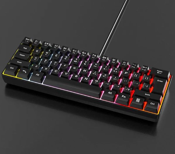LEAVEN K620 61 Keys Hot Plug-in Glowing Game Wired Mechanical Keyboard, Cable Length: 1.8m, Color: Black RED Axis / لوحة مفاتيح ميكانيكية سلكية مضيئة للألعاب من LEAVEN K620 مزودة بـ 61 مفتاحًا، طول الكابل: 1.8 متر، اللون: أسود وأحمر Axis