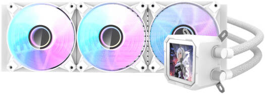 DarkFlash DV360S  Wave Liquid Cooling - WHITE (PHOTO & VIDEO DISPLAY WITH TEMPERATURE)/DarkFlash DV360S Wave Liquid Cooling - أبيض (شاشة عرض للصور والفيديو مع درجة الحرارة)