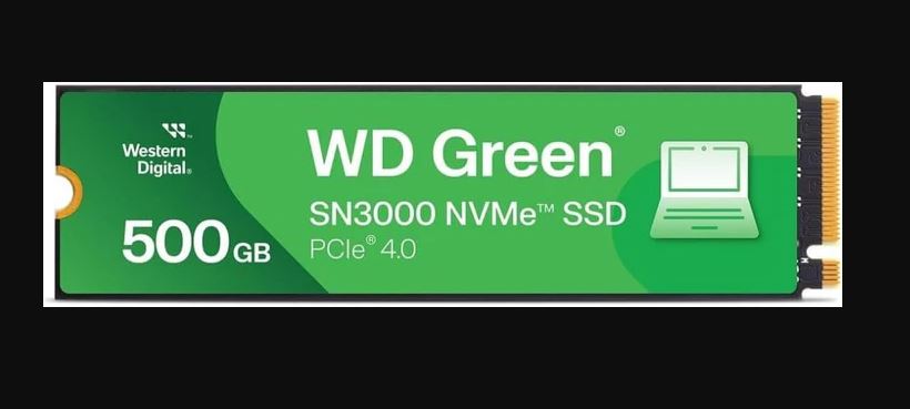 WD Green 500GB NVMe SSD WD Green SN3000 Gen4 Upto 5000Mb/s / قرص SSD NVMe سعة 500 جيجابايت من WD Green SN3000 Gen4 بسرعة تصل إلى 5000 ميجابايت/ثانية