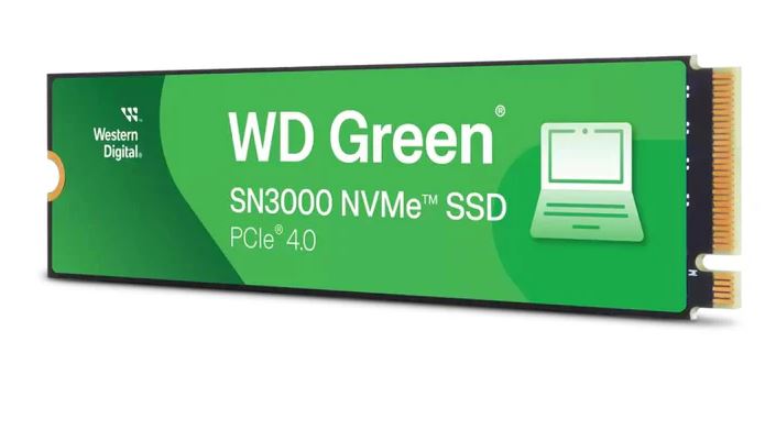 WD Green 500GB NVMe SSD WD Green SN3000 Gen4 Upto 5000Mb/s / قرص SSD NVMe سعة 500 جيجابايت من WD Green SN3000 Gen4 بسرعة تصل إلى 5000 ميجابايت/ثانية