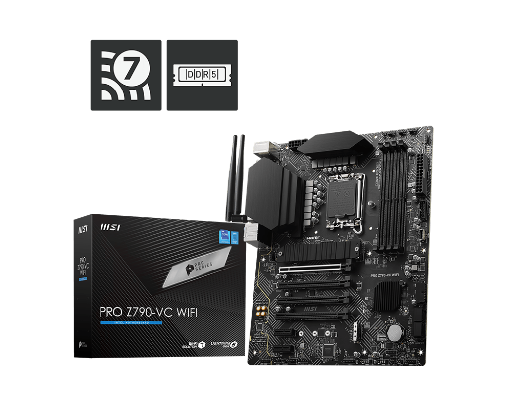 MSI PRO Series PRO Z790-VC WIFI LGA 1700 DDR5 Intel Z790 Wi-Fi 7 SATA 6Gb/s ATX PCI-E x16 slot 2x M.2 Bluetooth 2.5Gbps LAN Motherboards - Intel