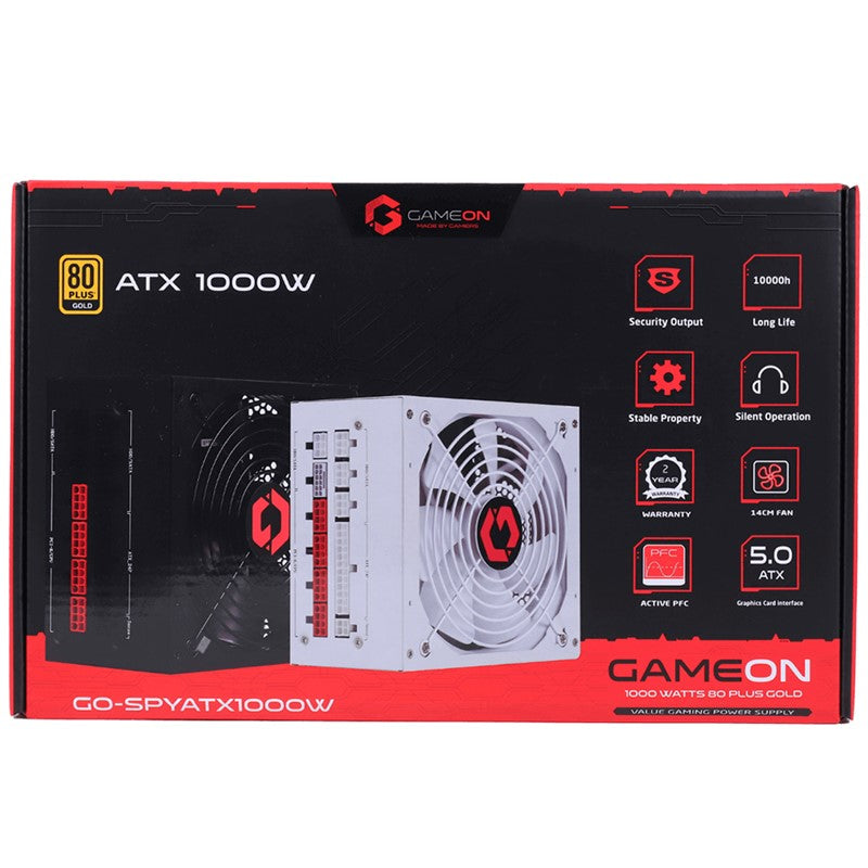 GAMEON - SPY2 ATX 1000 WATTS 80 PLUS Gold Value Gaming Power Supply - Black