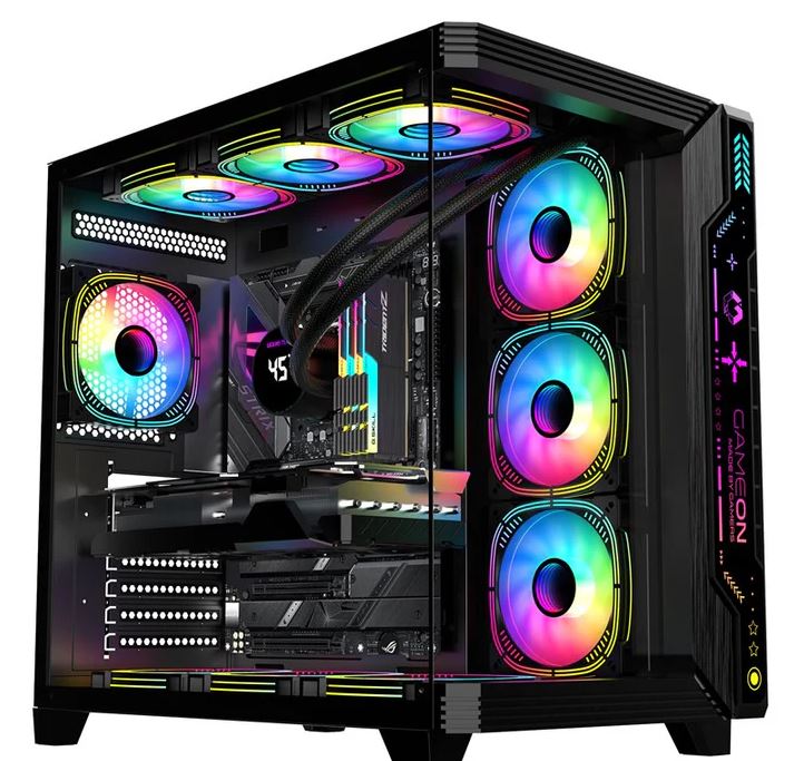 حافظة كمبيوتر الألعاب GAMEON PULSE Series ARGB ATX Mid Tower - أسود (تشمل 7 مراوح ARGB) / GAMEON PULSE Series ARGB ATX Mid Tower Gaming PC Case - Black (7 ARGB Fans Included)