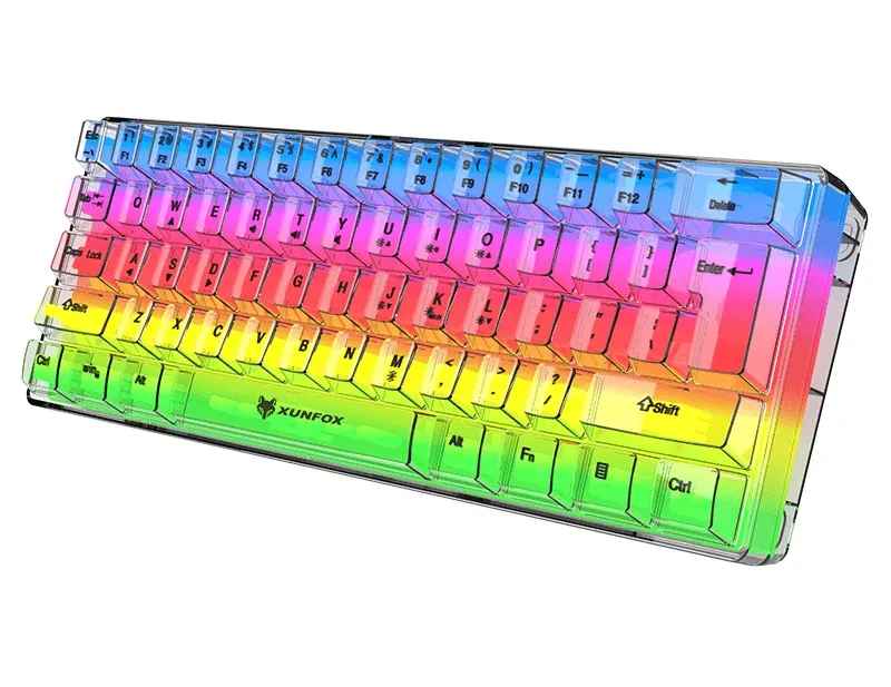 XUNFOX K20 RGB لوحة مفاتيح الألعاب الشفافة / XUNFOX K20 RGB Transparent  gaming Keyboard