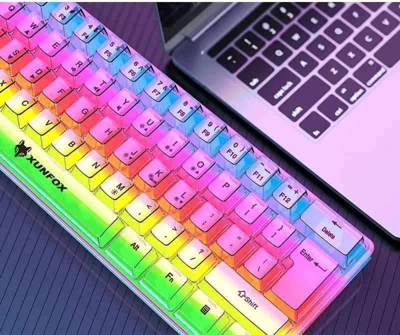 XUNFOX K20 RGB لوحة مفاتيح الألعاب الشفافة / XUNFOX K20 RGB Transparent  gaming Keyboard