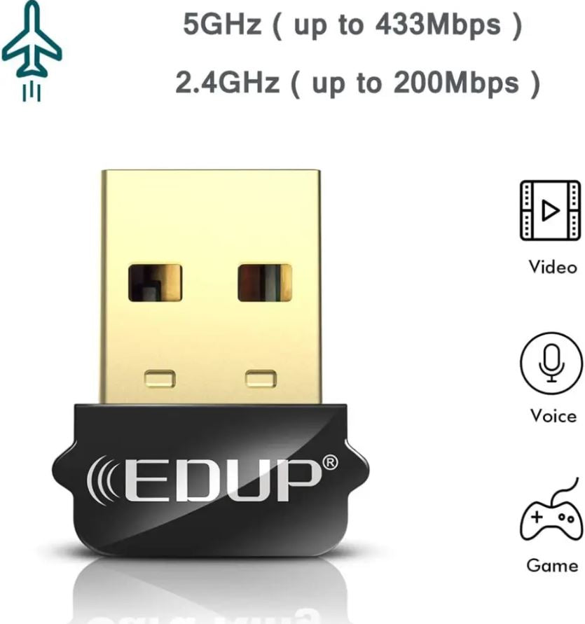 EDUP Nano USB WiFi Adapter 650Mbps Wireless Network Adapter / محول واي فاي USB نانو من EDUP محول شبكة لاسلكية بسرعة 650 ميجابت في الثانية