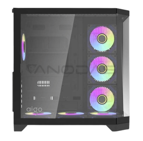 DarkFlash Aigo FT418 Pro Mid Tower Case  - Black (with 7 ARGB Fans) | علبة DarkFlash Aigo FT418 Pro متوسطة الحجم - سوداء (مع 7 مراوح ARGB)