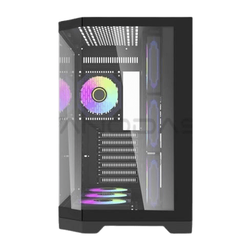 DarkFlash Aigo FT418 Pro Mid Tower Case  - Black (with 7 ARGB Fans) | علبة DarkFlash Aigo FT418 Pro متوسطة الحجم - سوداء (مع 7 مراوح ARGB)