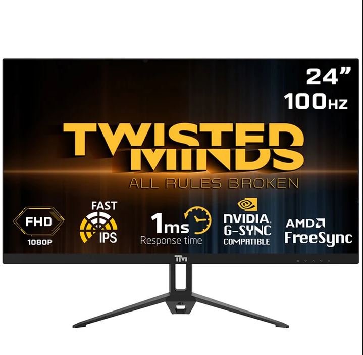 شاشة ألعاب Twisted Minds TM24FHD100IPS مقاس 24 بوصة FHD IPS و100 هرتز و1 مللي ثانية للألعاب - أسود / Twisted Minds TM24FHD100IPS 24