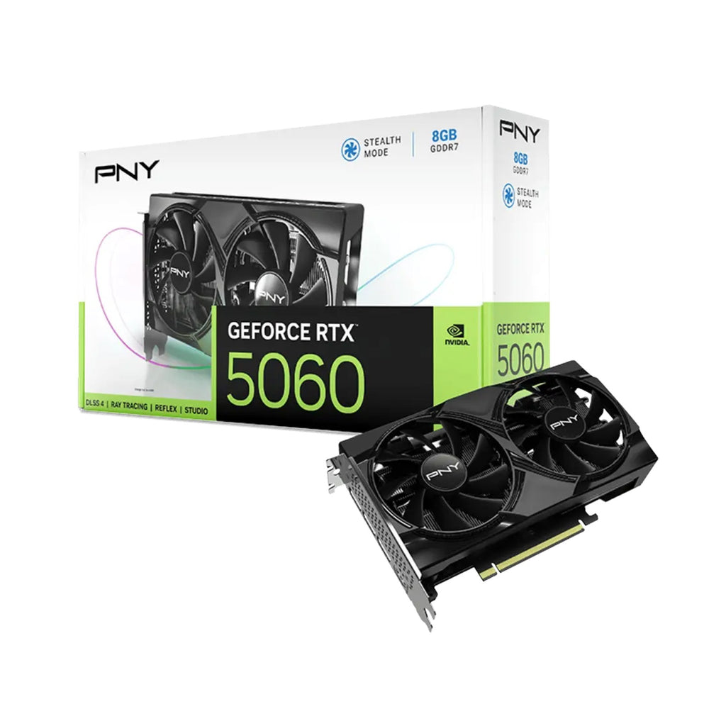 PNY Nvidia GeForce RTX 5060 8GB OC Dual Fan Graphics Card / بطاقة رسومات PNY Nvidia GeForce RTX 5060 8GB OC ثنائية المروحة