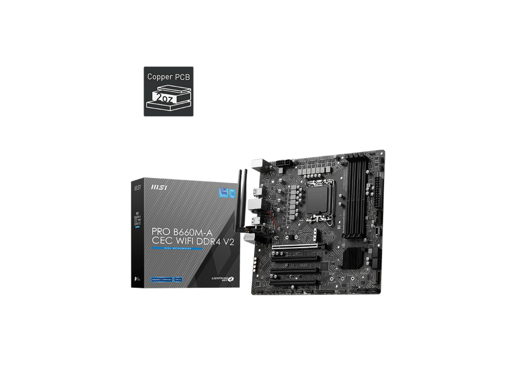 MSI PRO PRO B660M-A CEC WIFI DDR4 V2 LGA 1700 SATA 6Gb/s mATX  Motherboards - Intel