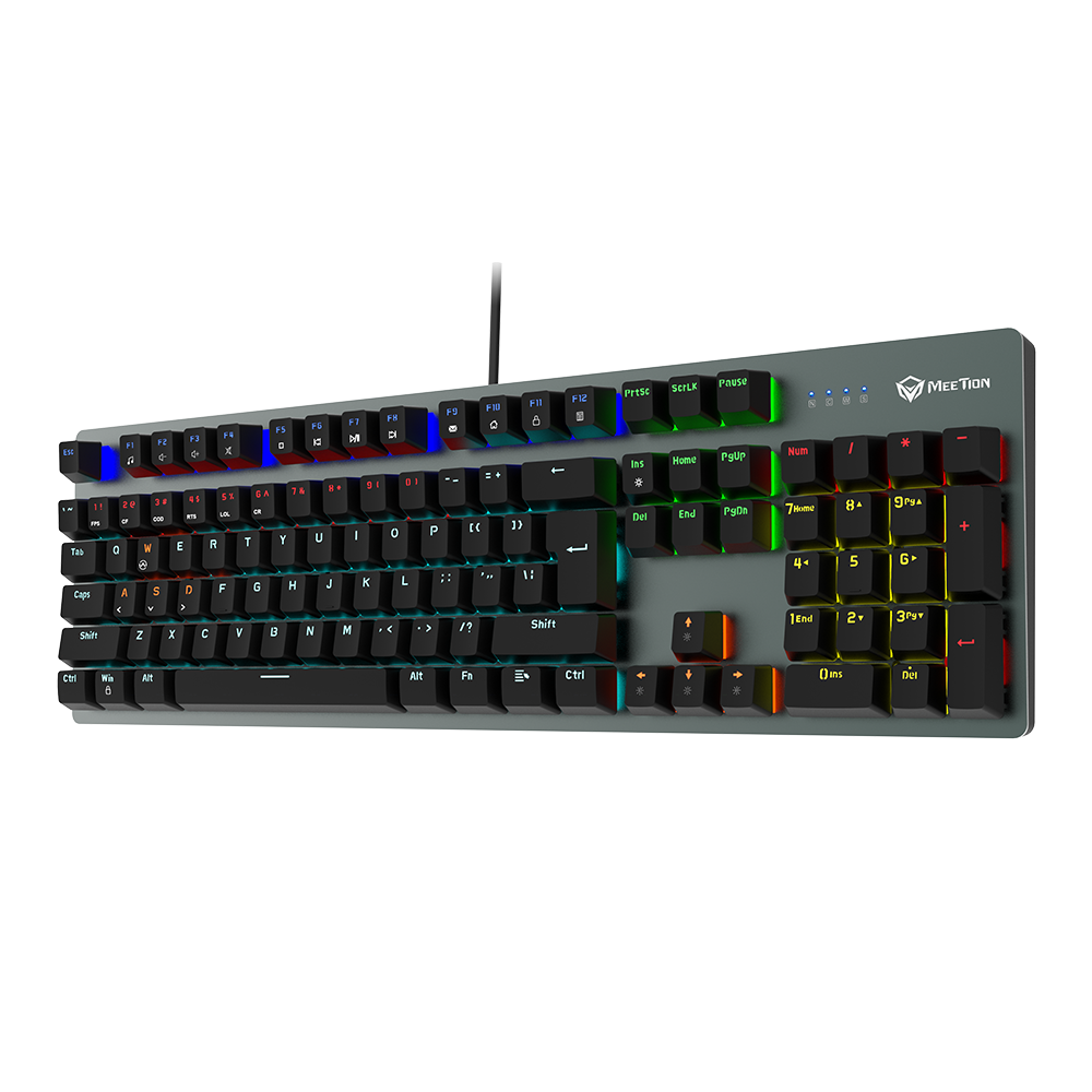 MeeTion MK007 PRO Mechanical Gaming RGB Keyboard, Blue Switch – Arabic English