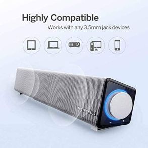TaoTronics Wired Mini PC Soundbar (SK018) – Black/مكبر صوت صغير سلكي للكمبيوتر من تاوترونيكس (SK018) - أسود