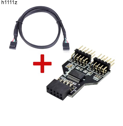 Motherboard USB 9Pin Interface Header Splitter 1 to 2 Extension Cable Adapter 9-Pin USB HUB