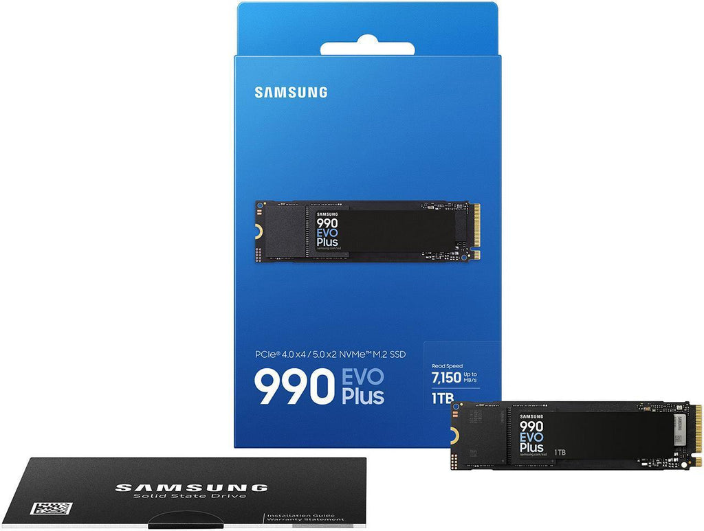 SAMSUNG 990 EVO PLUS SSD 1TB, PCIe Gen 4x4 | Gen 5x2 M.2 2280, Speeds Up-to 7,150 MB/s سامسونج 990 EVO PLUS SSD 1 تيرابايت، PCIe Gen 4x4 | Gen 5x2 M.2 2280، سرعات تصل إلى 7,150 ميجابايت/ثانية