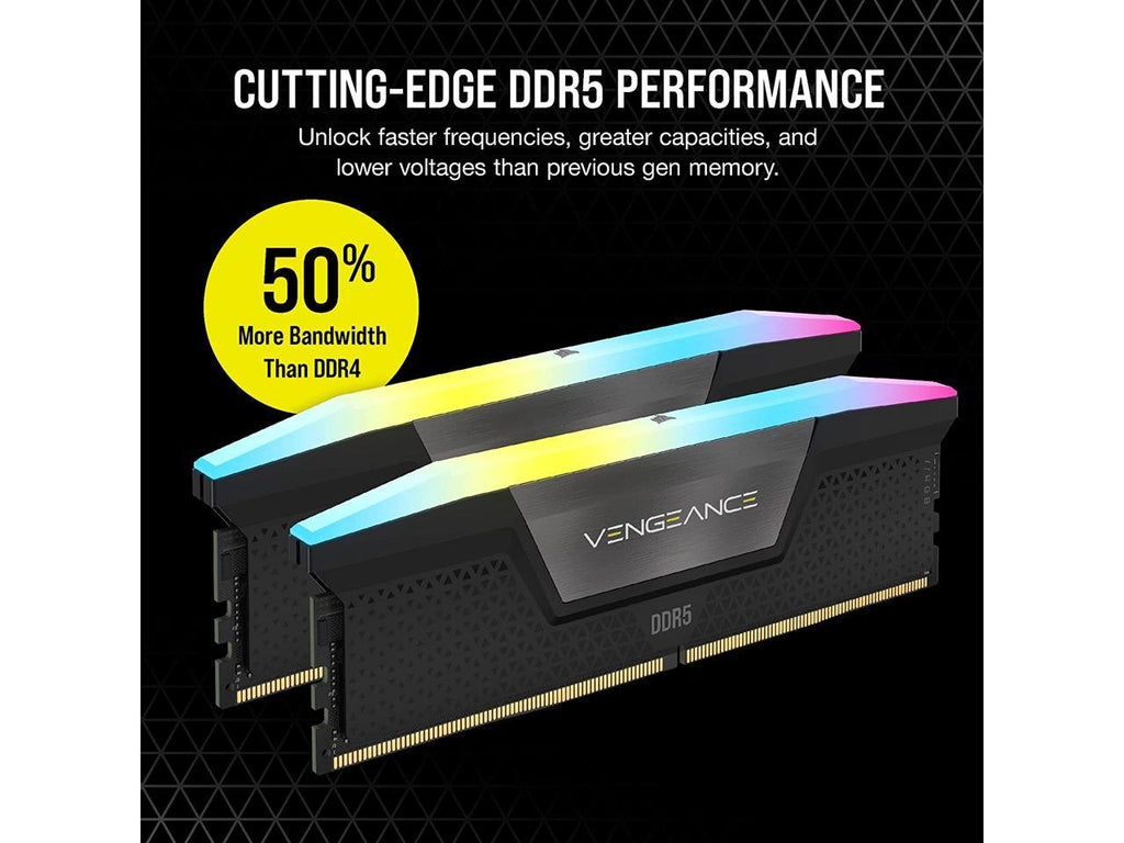 CORSAIR Vengeance RGB 32GB (2 x 16GB) 288-Pin PC RAM DDR5 6400 (PC5 51200) Desktop Memory Model CMH32GX5M2N6400C36