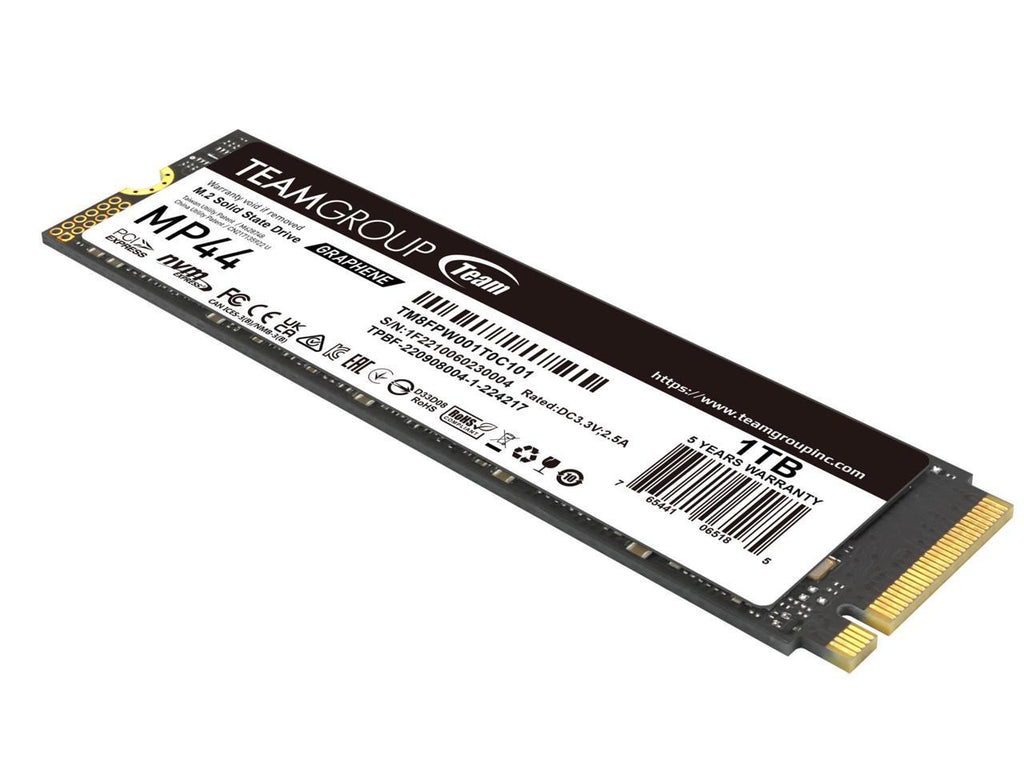 1 TB Nvme, GEN4  (7,400/6,500MB/s) Team Group MP44 M.2 2280 1TB PCIe 4.0 x4 with NVMe Laptop & Desktop & NUC & NAS Internal Solid State Drive (SSD), (R/W Speed up to 7,400/6,500MB/s)