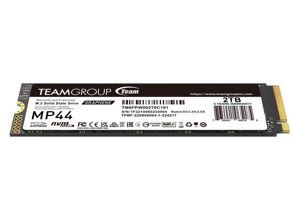 Team Group MP44 M.2 2280 2TB PCIe 4.0 x4 with NVMe Laptop & Desktop, (R/W Speed up to 7,400/7,000MB/s) TM8FPW002T0C101