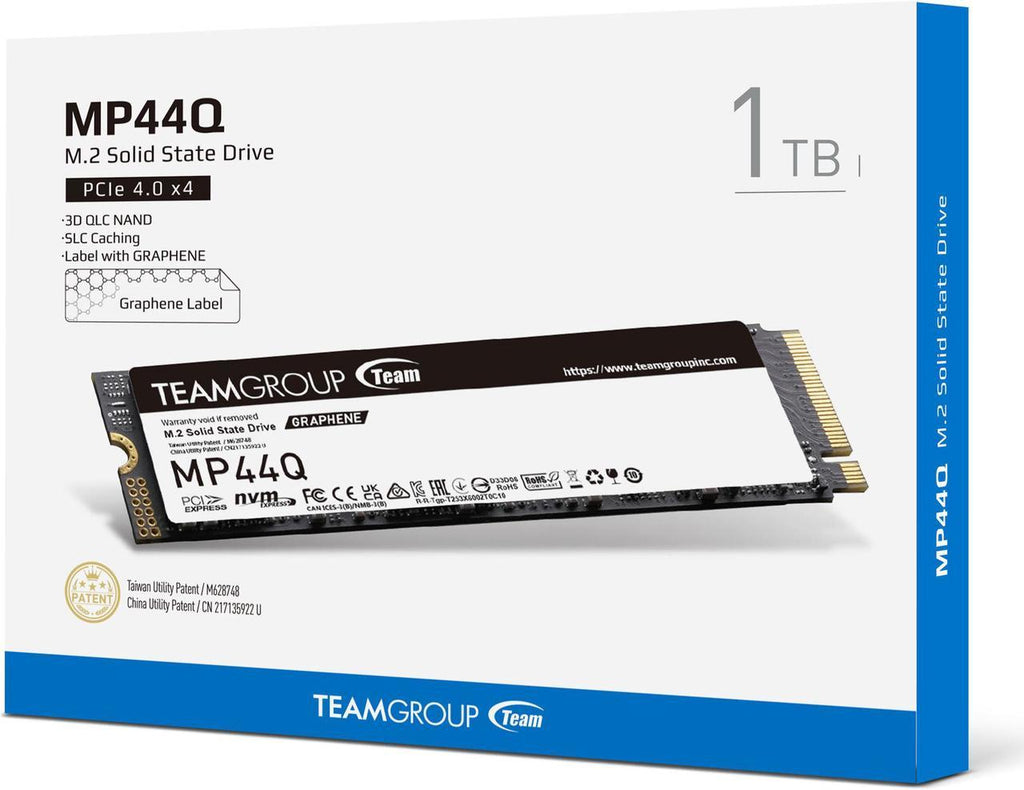 TEAMGROUP MP44Q 1TB PCIe Gen4 x4 M.2 2280 SSD Laptop & Desktop & NUC & NAS compatible, Speed up to 7400MB/s /  TEAMGROUP MP44Q 1 تيرابايت PCIe Gen4 x4 M.2 2280 SSD كمبيوتر محمول وسطح المكتب وNUC & NAS متوافق، سرعة تصل إلى 7400 ميجابايت/ثانية