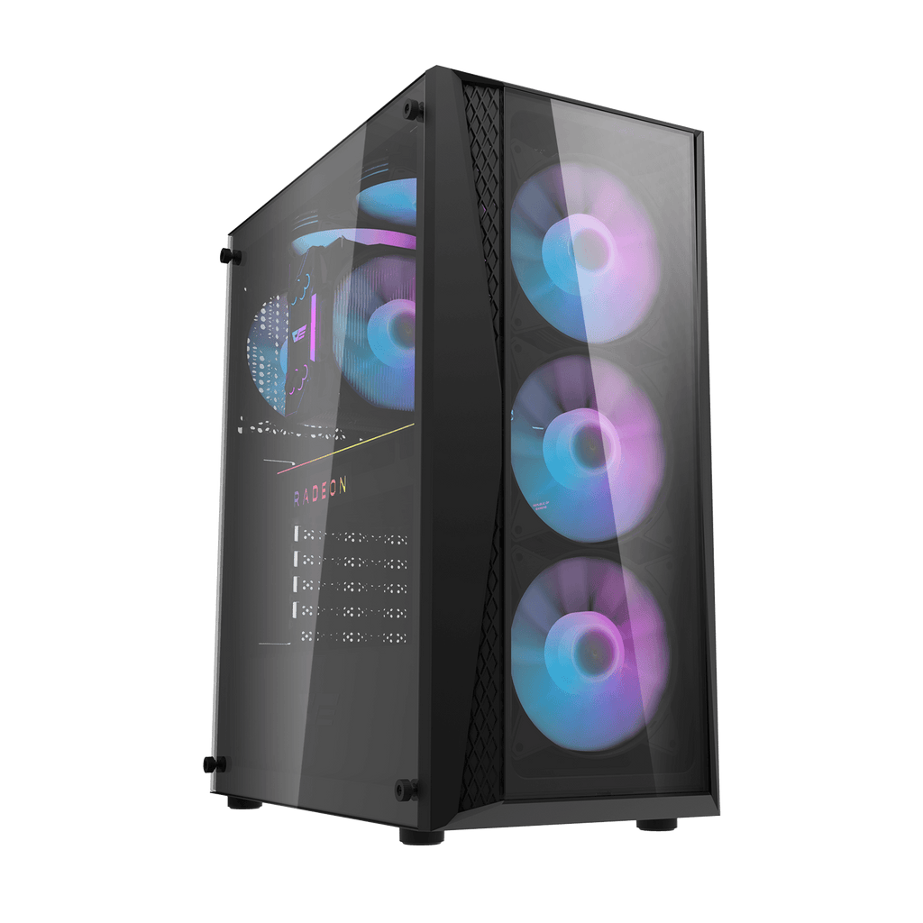 DARKFLASH DK352 Plus ATX PC Case - Black (4 ARGB Fans) | علبة كمبيوتر DARKFLASH DK352 Plus ATX - سوداء (4 مراوح ARGB)