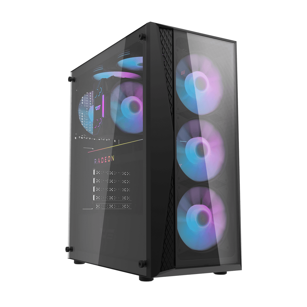 DARKFLASH DK352 Plus ATX PC Case - Black (4 ARGB Fans) | علبة كمبيوتر DARKFLASH DK352 Plus ATX - سوداء (4 مراوح ARGB)
