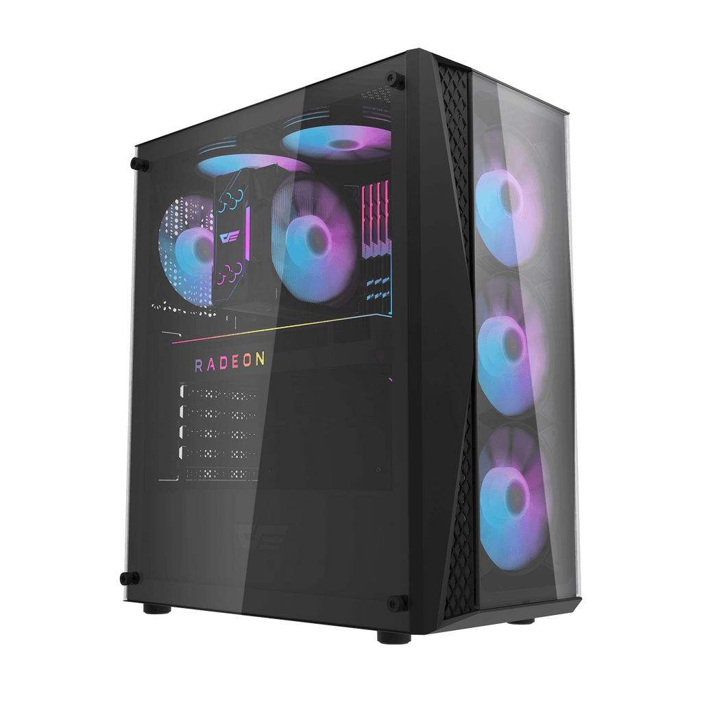 DARKFLASH DK352 Plus ATX PC Case - Black (4 ARGB Fans) | علبة كمبيوتر DARKFLASH DK352 Plus ATX - سوداء (4 مراوح ARGB)