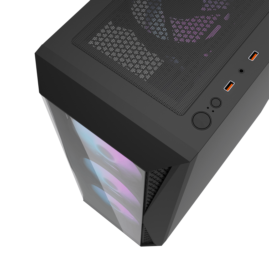 DARKFLASH DK352 Plus ATX PC Case - Black (4 ARGB Fans) | علبة كمبيوتر DARKFLASH DK352 Plus ATX - سوداء (4 مراوح ARGB)