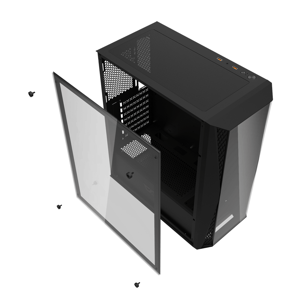 DARKFLASH DK352 Plus ATX PC Case - Black (4 ARGB Fans) | علبة كمبيوتر DARKFLASH DK352 Plus ATX - سوداء (4 مراوح ARGB)