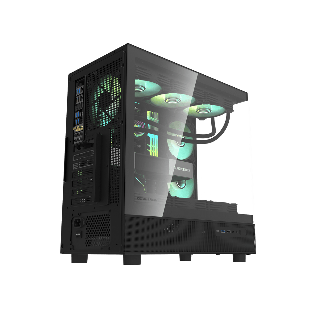 DARKFLASH DPX90 ATX PC Case - Black (WITH 3 ARGB FAN) | علبة كمبيوتر DARKFLASH DPX90 ATX - سوداء (مع 3 مراوح ARGB)