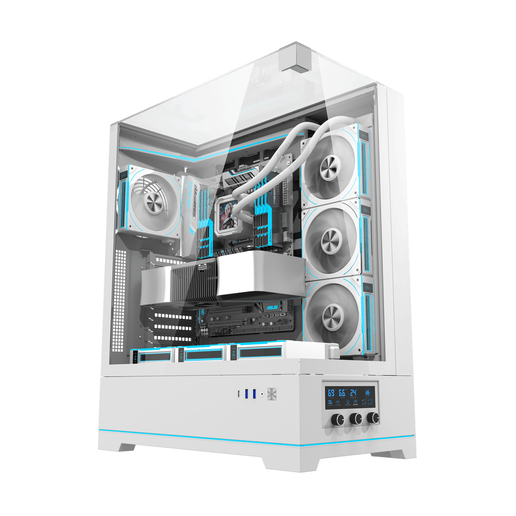 DARKFLASH DY450L Pro ATX PC Case - White (WITH 4 RGB FAN) | حافظة كمبيوتر DARKFLASH DY450L Pro ATX - بيضاء (مع 4 مراوح RGB)