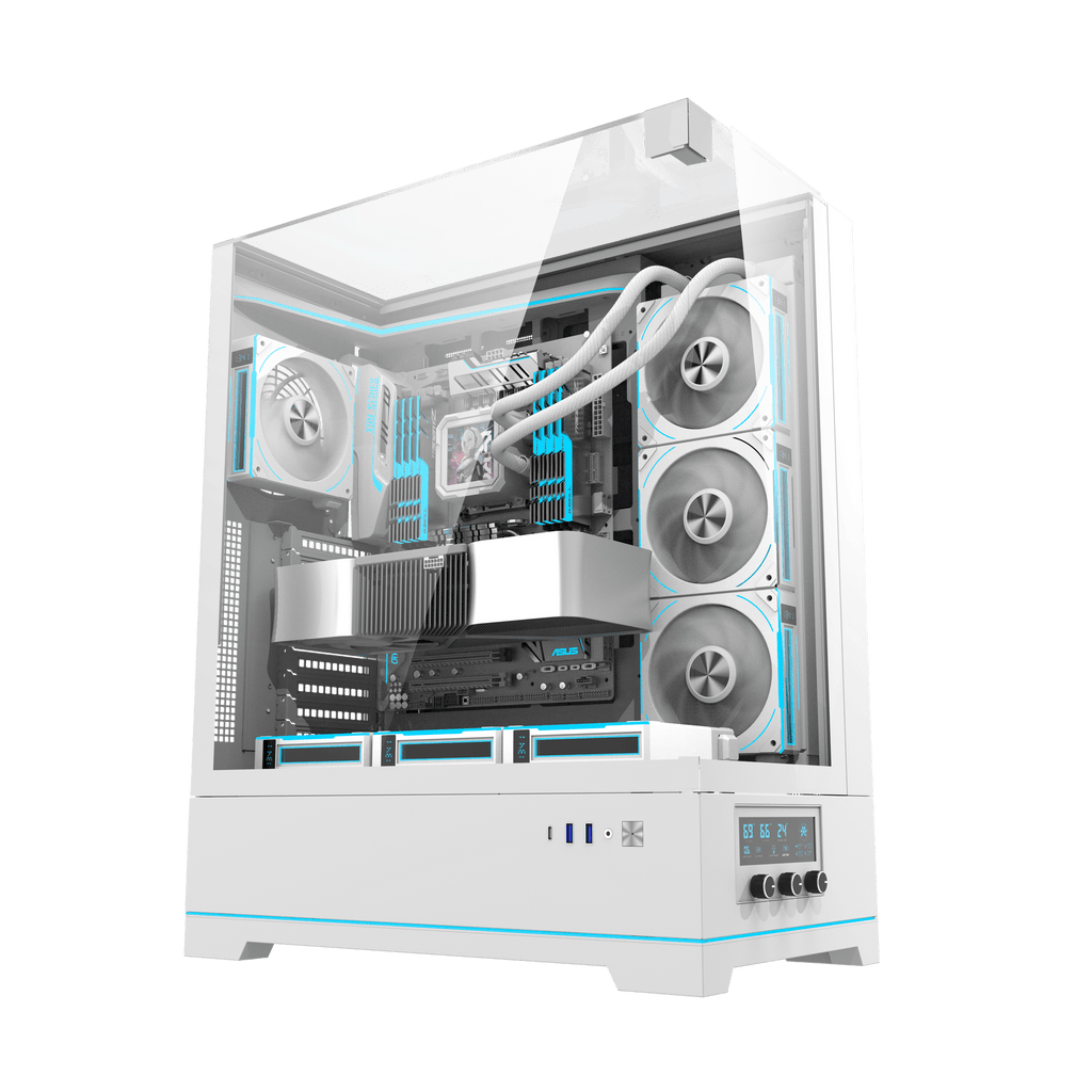 DARKFLASH DY450L Pro ATX PC Case - White (WITH 4 RGB FAN) | حافظة كمبيوتر DARKFLASH DY450L Pro ATX - بيضاء (مع 4 مراوح RGB)