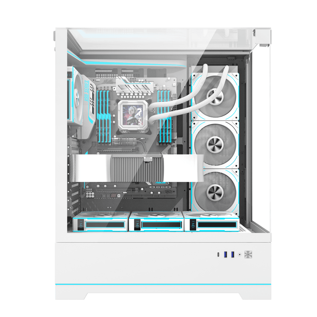 DARKFLASH DY450L Pro ATX PC Case - White (WITH 4 RGB FAN) | حافظة كمبيوتر DARKFLASH DY450L Pro ATX - بيضاء (مع 4 مراوح RGB)
