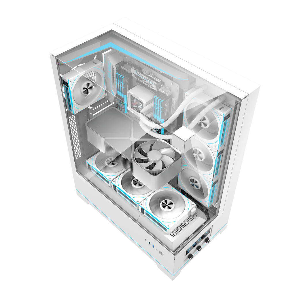 DARKFLASH DY450L Pro ATX PC Case - White (WITH 4 RGB FAN) | حافظة كمبيوتر DARKFLASH DY450L Pro ATX - بيضاء (مع 4 مراوح RGB)