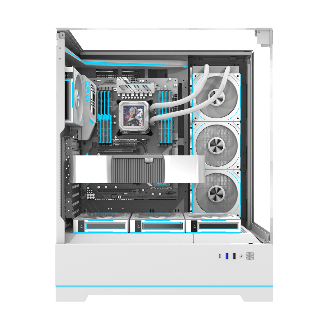DARKFLASH DY450L Pro ATX PC Case - White (WITH 4 RGB FAN) | حافظة كمبيوتر DARKFLASH DY450L Pro ATX - بيضاء (مع 4 مراوح RGB)