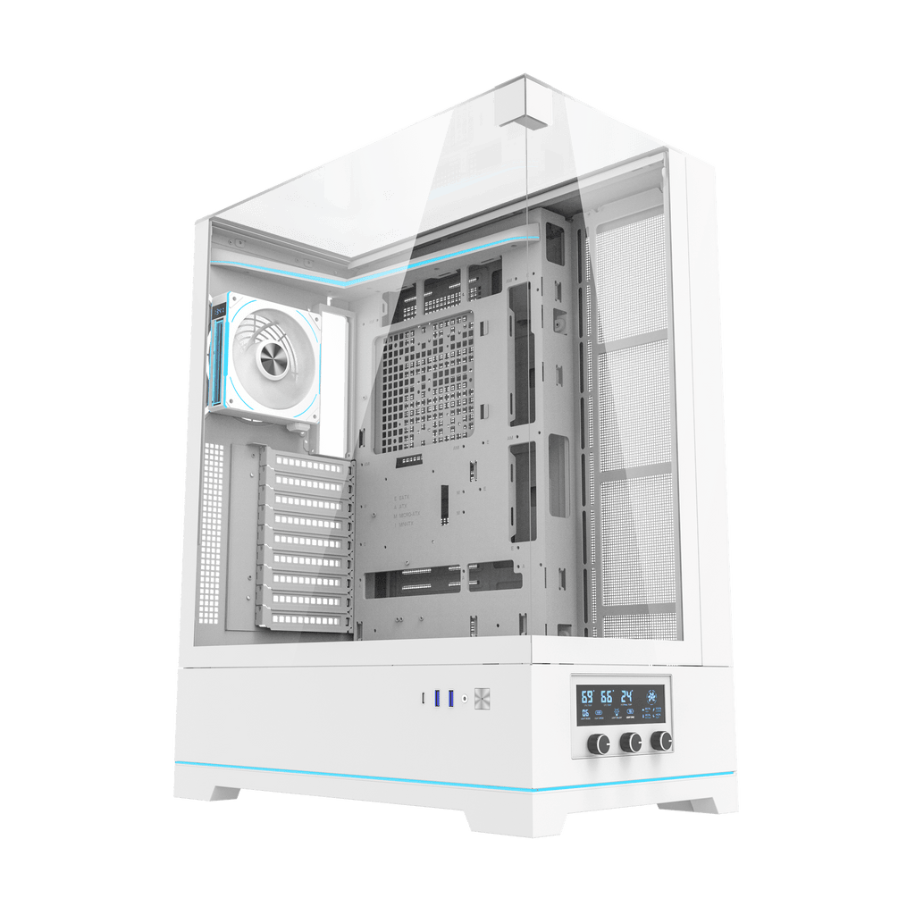 DARKFLASH DY450L Pro ATX PC Case - White (WITH 4 RGB FAN) | حافظة كمبيوتر DARKFLASH DY450L Pro ATX - بيضاء (مع 4 مراوح RGB)