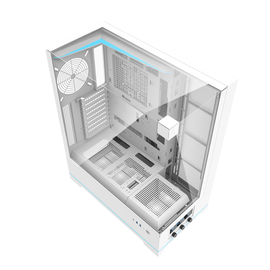DARKFLASH DY450L Pro ATX PC Case - White (WITH 4 RGB FAN) | حافظة كمبيوتر DARKFLASH DY450L Pro ATX - بيضاء (مع 4 مراوح RGB)