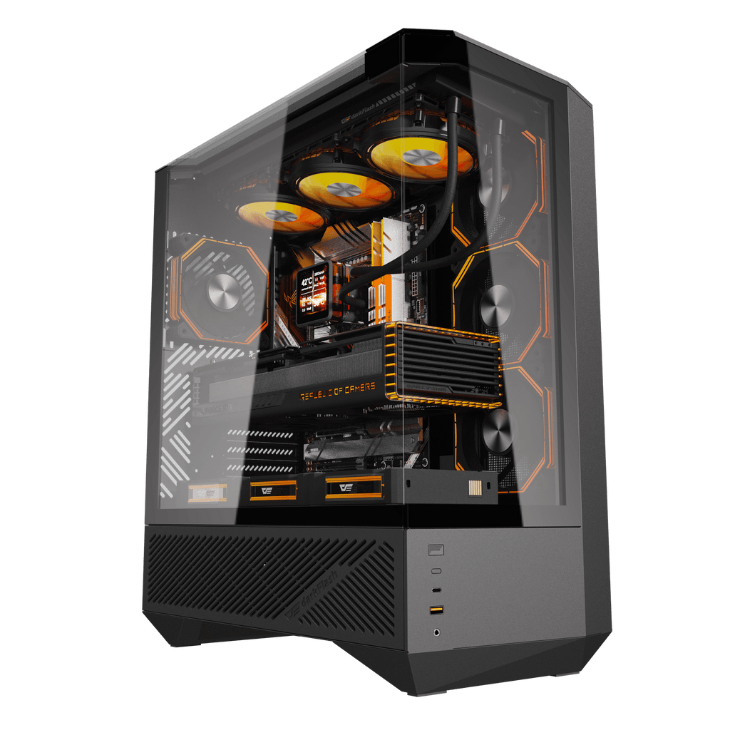 DARKFLASH DY460 ATX PC Case - Black (WITH 4 ARGB FAN) | علبة كمبيوتر DARKFLASH DY460 ATX - سوداء (مع 4 مراوح ARGB)