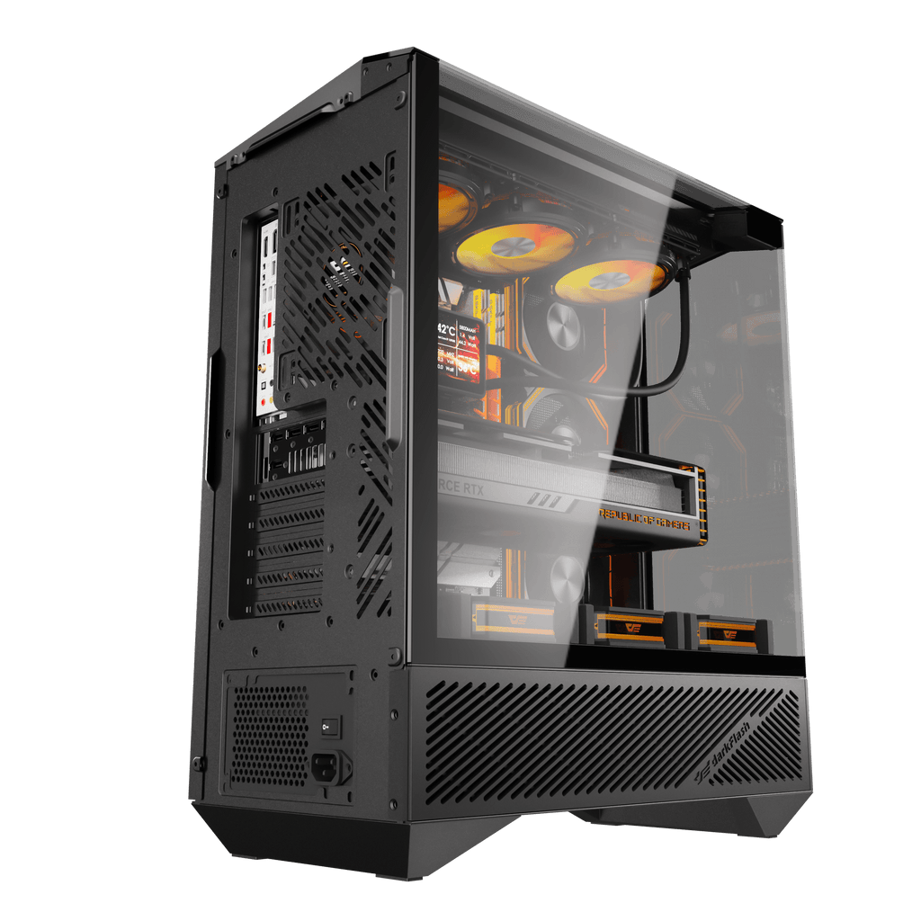 DARKFLASH DY460 ATX PC Case - Black (WITH 4 ARGB FAN) | علبة كمبيوتر DARKFLASH DY460 ATX - سوداء (مع 4 مراوح ARGB)