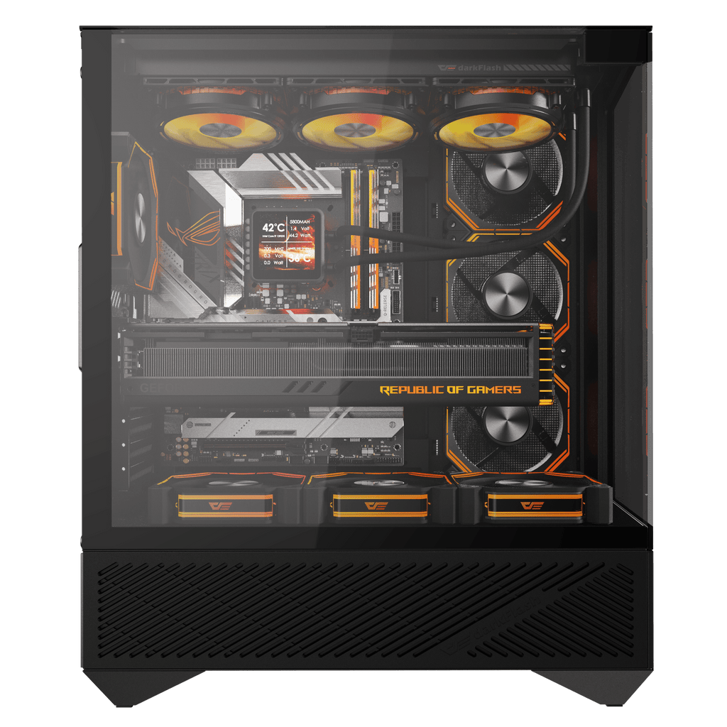DARKFLASH DY460 ATX PC Case - Black (WITH 4 ARGB FAN) | علبة كمبيوتر DARKFLASH DY460 ATX - سوداء (مع 4 مراوح ARGB)