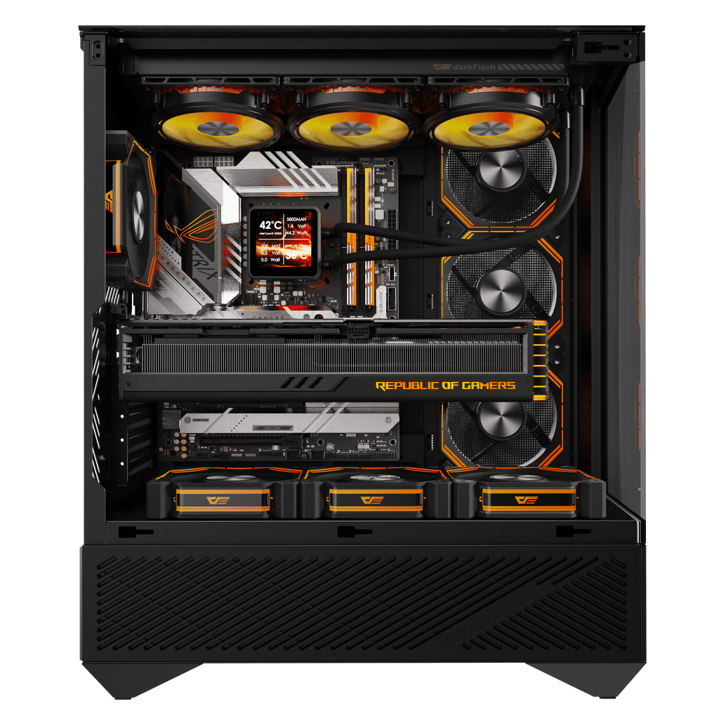 DARKFLASH DY460 ATX PC Case - Black (WITH 4 ARGB FAN) | علبة كمبيوتر DARKFLASH DY460 ATX - سوداء (مع 4 مراوح ARGB)