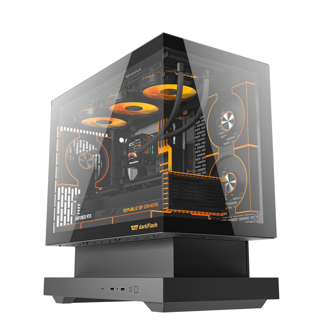 DARKFLASH FLOATRON F1 M-ATX PC Case - Black  (WITH 6 ARGB FAN) | علبة كمبيوتر DARKFLASH FLOATRON F1 M-ATX - سوداء (مع 6 مراوح ARGB)