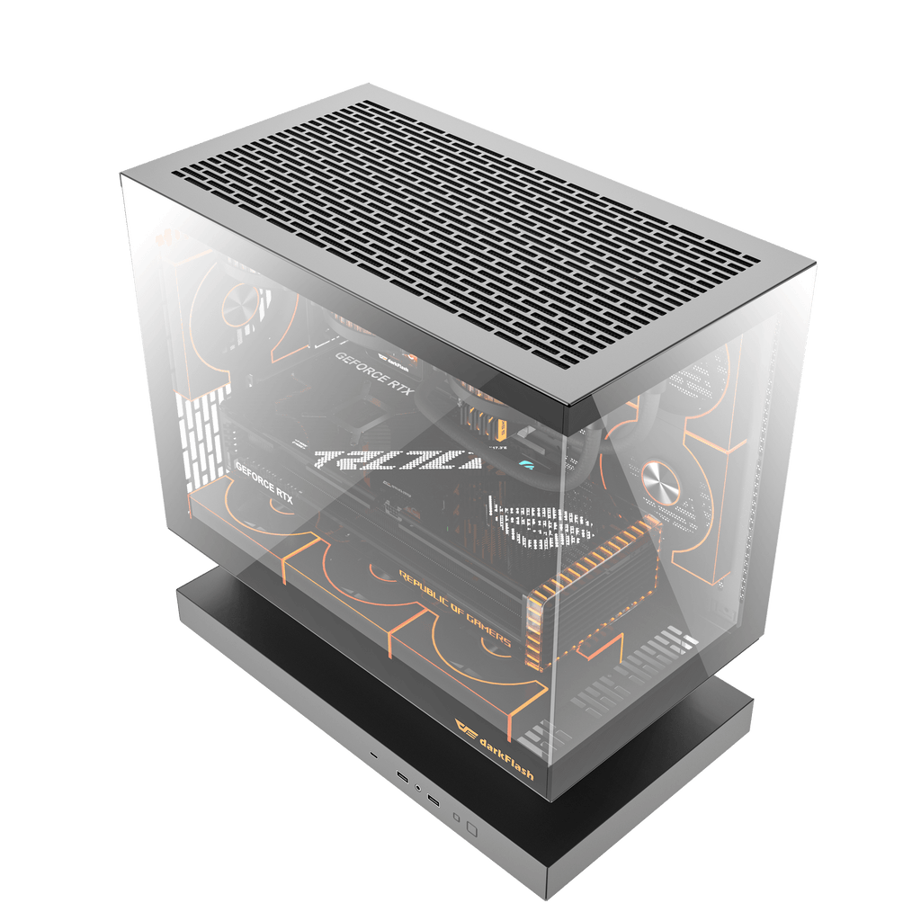 DARKFLASH FLOATRON F1 M-ATX PC Case - Black  (WITH 6 ARGB FAN) | علبة كمبيوتر DARKFLASH FLOATRON F1 M-ATX - سوداء (مع 6 مراوح ARGB)