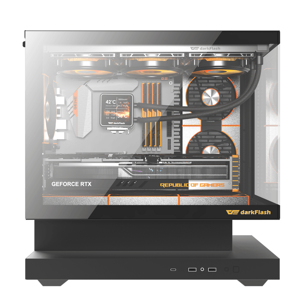 DARKFLASH FLOATRON F1 M-ATX PC Case - Black  (WITH 6 ARGB FAN) | علبة كمبيوتر DARKFLASH FLOATRON F1 M-ATX - سوداء (مع 6 مراوح ARGB)