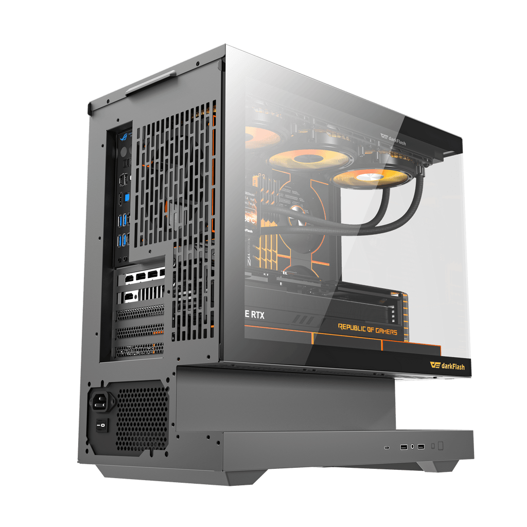 DARKFLASH FLOATRON F1 M-ATX PC Case - Black  (WITH 6 ARGB FAN) | علبة كمبيوتر DARKFLASH FLOATRON F1 M-ATX - سوداء (مع 6 مراوح ARGB)