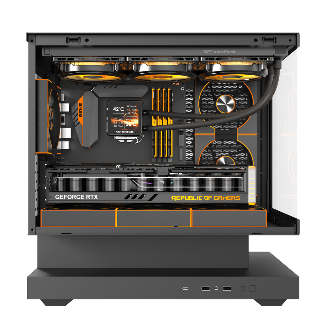 DARKFLASH FLOATRON F1 M-ATX PC Case - Black  (WITH 6 ARGB FAN) | علبة كمبيوتر DARKFLASH FLOATRON F1 M-ATX - سوداء (مع 6 مراوح ARGB)